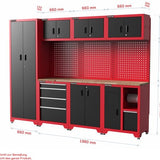 Feistos Juno 15 Gereedschapswand Hoog - 330 x 46 x 198 cm - Zwart/Rood