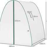 Boogvormige Kas met 2 Roldeuren, Netvensters 1,8x1,8x2 m - Wit