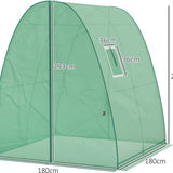 Boogvormige Kas met 2 Roldeuren, Netvensters 1,8x1,8x2 m - Groen