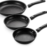 Koekenpannenset 3-delig – PFAS-vrij – 20 cm, 24 cm & 28 cm – Antiaanbak Koekenpannen – Geschikt voor Inductie, Gas, Elektrisch en Keramisch – Zwart