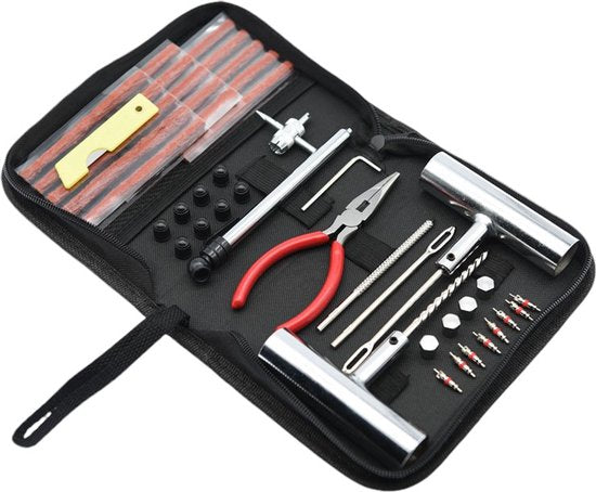Banden Reparatieset - Complete Set - Proppenset - Inclusief Handige Opbergtas - Reparatieset voor Motor, Brommer of Auto - Bandenreparatieset Auto - Autobanden Reparatie