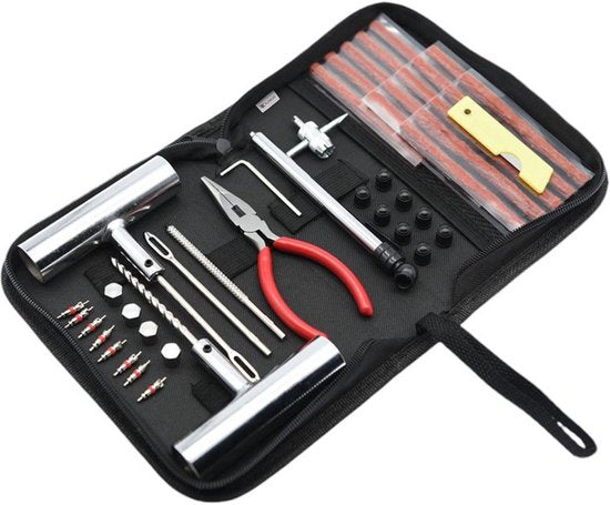 Bandenreparatieset Auto & Motor – Tubeless Banden Reparatie Kit – Complete Set met Pluggen, Gereedschap & Opbergtas – Noodreparatie Autoband