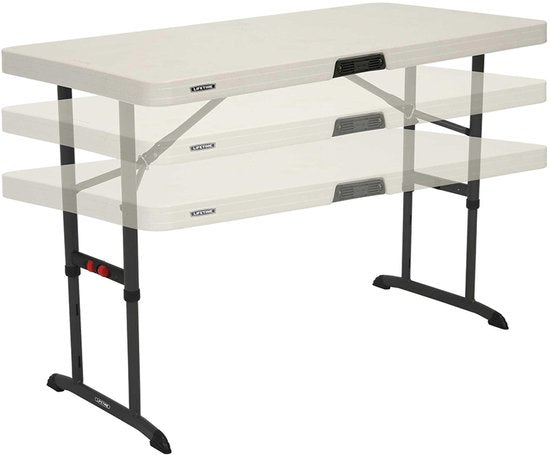 Lifetime® Kunststof Campingtafel in Hoogte Verstelbaar - 122x61x86 cm