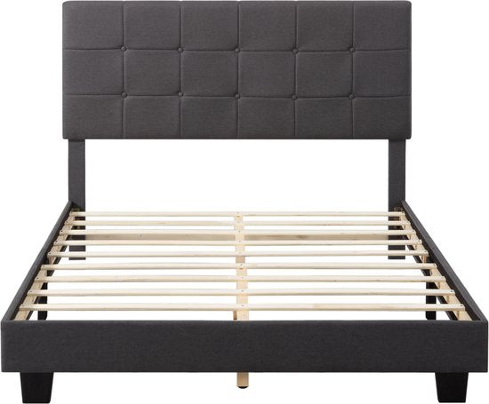 Bedombouw - Grijs - 147x206x110cm - Bedombouw met Hoofdbord - De perfecte combinatie van comfort en stijl voor je slaapkamer