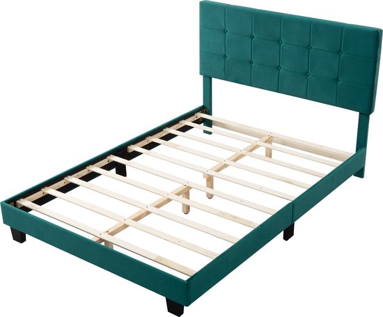 Bedombouw - Groen - 147x206x110cm - Bedombouw met Hoofdbord - De perfecte combinatie van comfort en stijl voor je slaapkamer