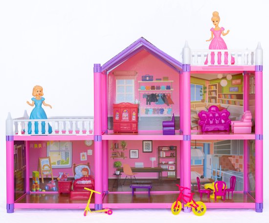 DMG Supply Groot Poppenhuis - Hoog - Meerdere Verdiepingen - Poppen - Meubels