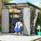 Kunststof Tuinschuur met afsluitbare deuren - Grijs