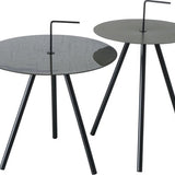 Boltze® Tobo Bijzettafel-set 2 stuks 35x52/45x58 cm - Zwart/Kaki