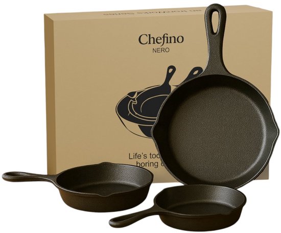 Gietijzeren Pannenset - Skillet Set - Pannenset - Gietijzeren voor Oven en - en