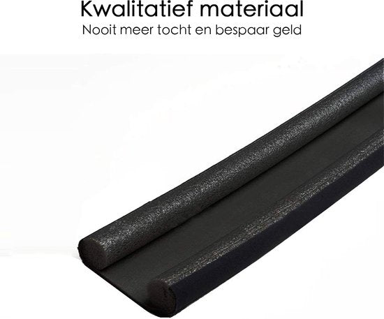 Tochtstopper Deur - Tochtrol - 94.5 cm - Zwart - Seal Strip - Tochtstrip - Tochtkussen - Tochthond - Tochthond Dubbel - Dubbele Tochtrol - Tochtkussen voor Deur