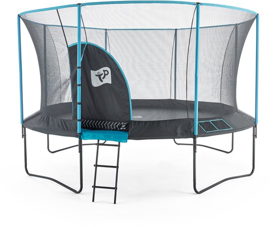 TP Toys Trampoline 427 cm Genius 14 - met veiligheidsnet - Zwart-blauw