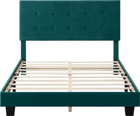 Bedombouw - Groen - 147x206x110cm - Bedombouw met Hoofdbord - De perfecte combinatie van comfort en stijl voor je slaapkamer
