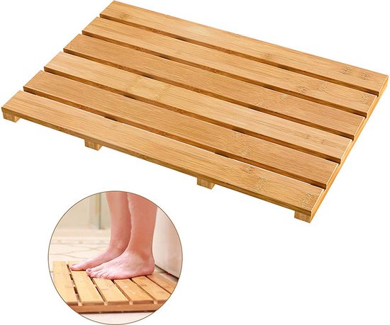 Badmat - Bamboe - Douchemat antislip - Voor in douche of bad - Houten - Douchemat - Badkamer mat - Saunamat