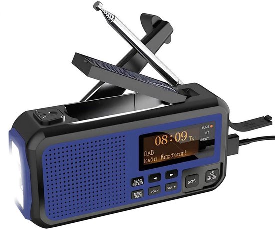 Noodradio Solar Opwindbaar - Powerbank Zonneenergie met - Noodpakket - Draagbare Radio