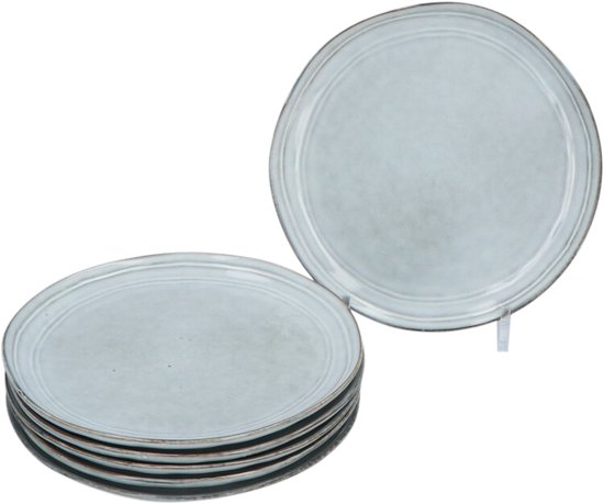 Aardewerk Serviesset Flower Beige 6 persoons 12-delig - Grijs