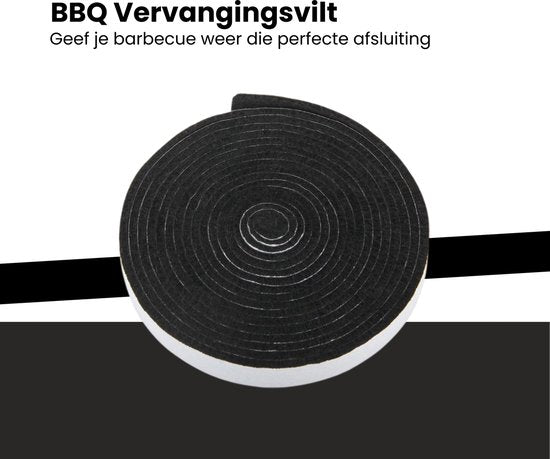 BBQ Vervangingsvilt - Zelfklevend - 450cm x 2cm x 3mm - BBQ Vilt - Geschikt voor o.a. Green Egg, Kamado, Black Bastard