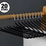 Luxe Broekhanger – 20 stuks – Metalen Kledinghangers – Kledingkast Organizer – Kleerhangers – Ruimtebesparende Broekhangers – Anti-slip - Zwart