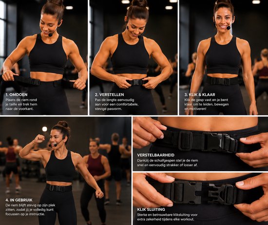 SparkNine microfoonriem voor headset - verstelbare mic belt - klittenbandsluiting - comfortabel & zorgeloos gebruik - voor instructeurs en sprekers