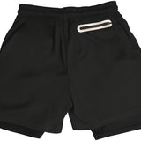 SparkNine Stridex fitness short heren - dubbellaags - met telefoonzak - L - zwart-wit - sneldrogend - met handdoeklus & zakken - functioneel & comfortabel
