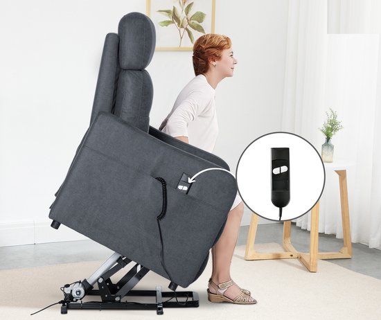 Elektrische Relax fauteuil met opstahulp en ligfunctie - Grijs
