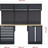 Feistos Gereedschapskast Apollo 8 Met geperforeerde wand - 46x204x200cm | Grijs/zwart