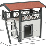 4goodz kattenhuis 2 laags 77x50x73cm - Wit/Rood