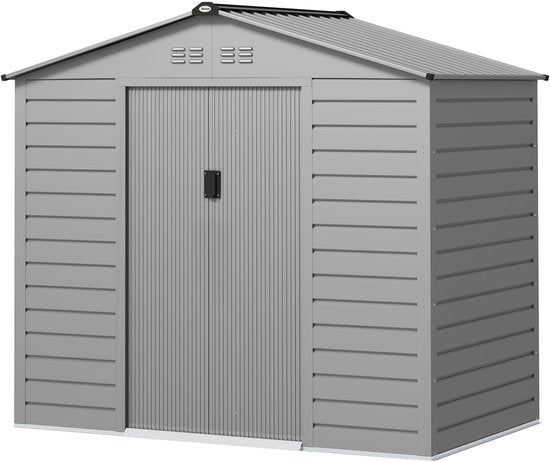 Tuinhuis van Weerbestendig Metaal - afsluitbare schuifdeur 213x131x192 cm - grijs