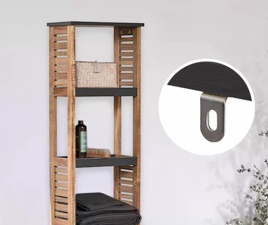 Acaciahout Hoge Badkamerkast 1 deur en 5 legplanken 30x38x170 cm