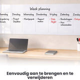 FLOKOO Whiteboard Sticker XL Zelfklevend (200 x 45 cm) met 4 Stiften met Wisser - Whiteboard Folie - Beschrijfbare Muursticker - Whiteboardsticker - Whiteboardfolie - Schoolbord Folie - Memobord Folie