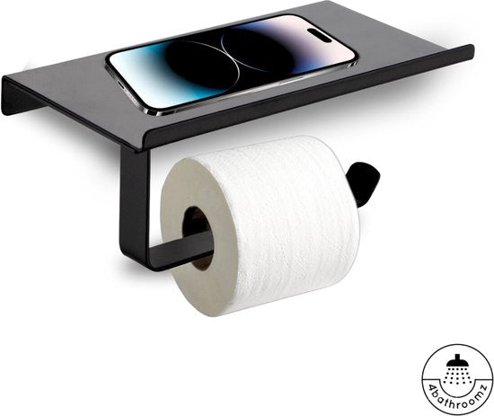 4bathroomz® Toiletrolhouder met planchet voor telefoon - wc rolhouder