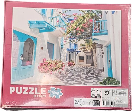 Grafix - Puzzel - Volwassenen - Zuid Europese straat - Kinderen - 1000 stukken - Puzzel 1000 stukjes volwassenen - Legpuzzel