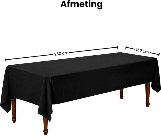 Tafelkleed Luxe - 260x150 cm - Zwart - Waterafstotend - Tafellaken - Tafelzeil - Tafelkleden - Tafelkleed Katoen