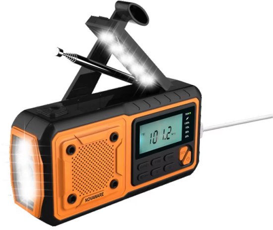 Draagbare NoodRadio Solar Opwindbaar - Powerbank Zonneenergie met - Noodpakket - Draagbare Radio