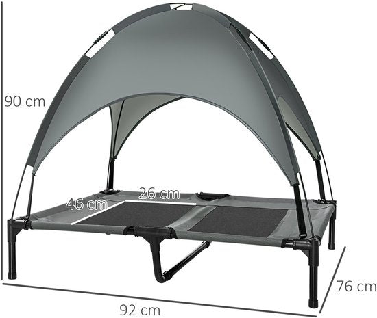 Hondenligbed met dak verhoogd hondenstretcher - ademende stof - Medium