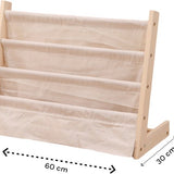 Kinderboekenkast - 60 x 50 x 30 cm - Bruin - Hout met Linnen - Kinderboekenrek - Boekenrek Kinderkamer