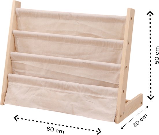 Kinderboekenkast - 60 x 50 x 30 cm - Bruin - Hout met Linnen - Kinderboekenrek - Boekenrek Kinderkamer