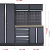FEISTOS Gereedschapskast Apollo 1 | inclusief geperforeerde wand | Grijs/zwart | 228x46x200cm