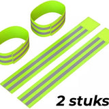 24ME® - 2 Stuks Reflecterende Elastieke Hardloop Band - Geel Veiligheidsband - Sportarmband