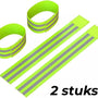 24ME® - 2 Stuks Reflecterende Elastieke Hardloop Band - Geel Veiligheidsband - Sportarmband