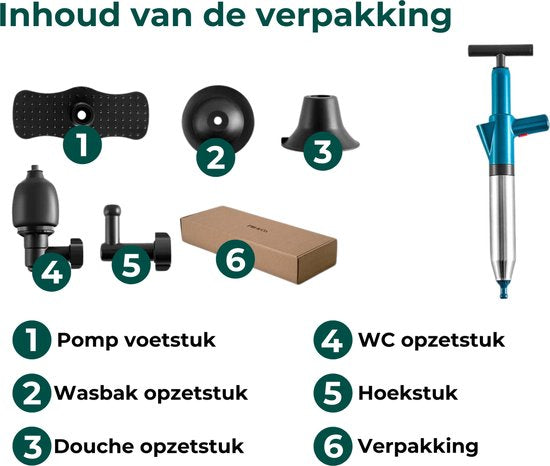 AKSA Home® WC Ontstopper - Gootsteenontstopper - Toilet Ontstopper - Ontstoppingsveer - Rioolontstopper - Groen