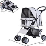 4goodz Hondenbuggy met Zonnedak en Opbergnet - Grijs