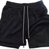SparkNine Stridex fitness short heren - dubbellaags - met telefoonzak - XL - zwart-wit - sneldrogend - met handdoeklus & zakken - functioneel & comfortabel
