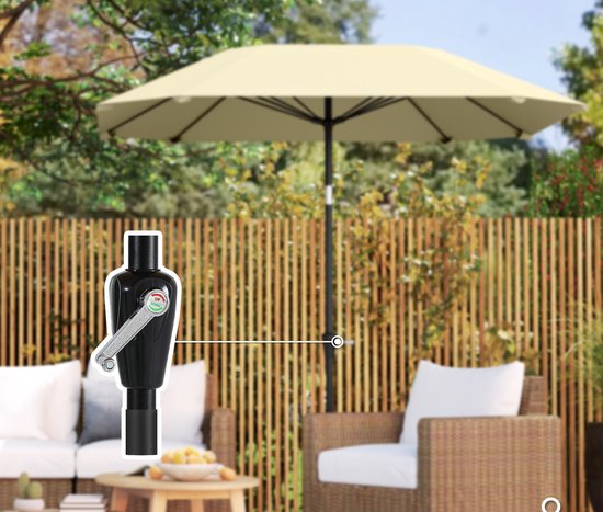 Parasol 233cm Vierkant Kantelbaar - Aluminium buis, Glasvezel