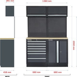 Feistos Gereedschapskast Apollo 5 | 46x136x200 cm - Grijs/zwart