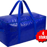 Opbergtassen XL - Blauw - 4 Stuks - 92 Liter - Verhuistassen - Big Shopper - Waterdicht - Opbergzak met Handvat