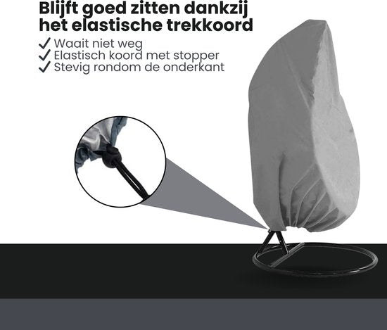 Beschermhoes Hangstoel Egg - Grijs - 190 x 115 cm - Waterproof - Universeel model - Hoes van Egg Chair - Waterdichte Beschermer voor Egg Stoel met Standaard
