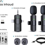 Vesfy Pro Microfoon Draadloos - Geschikt voor iPhone, Android en Camera - Plug & Play - 20 Meter Bereik - 2 Stuks - Microfoon