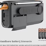 NovaWare® Noodradio Solar Opwindbaar - Powerbank Zonneenergie met 4500mAh - DAB+-FM - Noodpakket - Bluetooth speaker - Draagbare Radio – Oplaadbaar & Op Batterijen - Grijs
