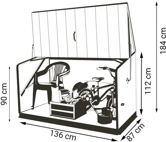 Trimetals® Stoweaway Metalen Berging TM11000 - Fietsenstalling - Antraciet
