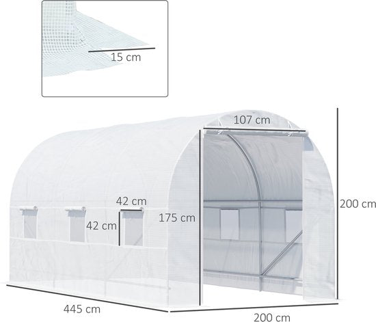 4goodz Tunnelkas - Foliekas Kweekkas 450x200x200 cm - Wit